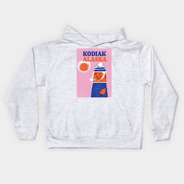 Kodiak, Alaska Fishing poster Kids Hoodie by nickemporium1